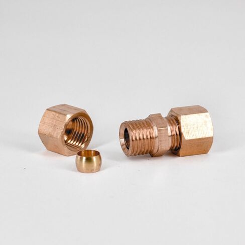 Fit 8mm Tube OD Brass Compression Union Fitting With Copper Ferrule Ring Water Gas Oil in Saudi Arabia