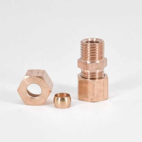 Fit 8mm Tube OD Brass Compression Union Fitting With Copper Ferrule Ring Water Gas Oil in Saudi Arabia