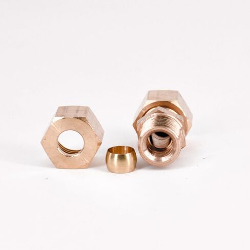 Fit 8mm Tube OD Brass Compression Union Fitting With Copper Ferrule Ring Water Gas Oil in Saudi Arabia