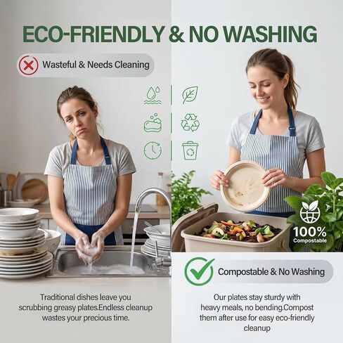 Compostable Paper Plates: 9 Inch 125 Pack Soak & Cut Proof Heavy Duty Paper Plates - Bagasse Biodegradable Eco Friendly Sugarcane Dinner Disposable Plates - Outdoor Birthday Parties - Natural Brown in Kuwait