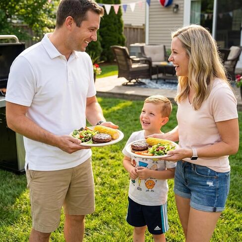 Compostable Paper Plates: 9 Inch 125 Pack Soak & Cut Proof Heavy Duty Paper Plates - Bagasse Biodegradable Eco Friendly Sugarcane Dinner Disposable Plates - Outdoor Birthday Parties - Natural Brown in Kuwait