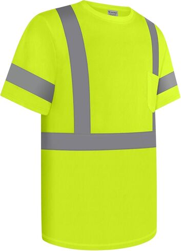 قمصان Hi Vis للرجال، قمصان عالية الوضوح من فئة البناء 2 للرجال، قمصان Hi Vis عاكسة للسلامة للرجال والنساء، قمصان عمل قصيرة الأكمام بجزء سفلي أسود، أصفر مقاس XL، 3 قطع in Kuwait