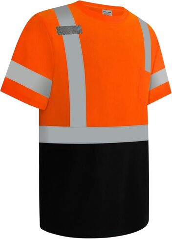قمصان Hi Vis للرجال، قمصان عالية الوضوح من فئة البناء 2 للرجال، قمصان Hi Vis عاكسة للسلامة للرجال والنساء، قمصان عمل قصيرة الأكمام بجزء سفلي أسود، أصفر مقاس XL، 3 قطع in Kuwait