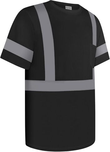 قمصان Hi Vis للرجال، قمصان عالية الوضوح من فئة البناء 2 للرجال، قمصان Hi Vis عاكسة للسلامة للرجال والنساء، قمصان عمل قصيرة الأكمام بجزء سفلي أسود، أصفر مقاس XL، 3 قطع in Kuwait