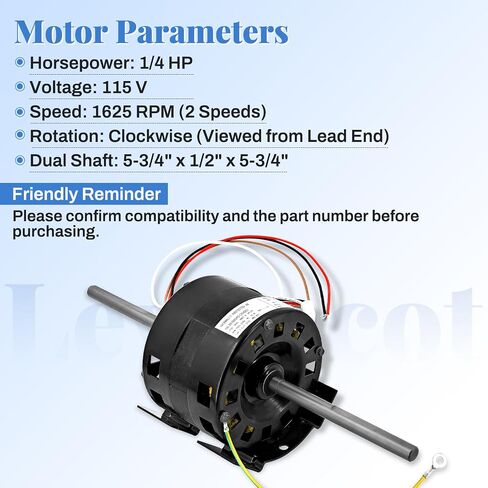 6757B311 1/4 HP 115V 1625RPM 2 Speed RV Air Conditioner Motor,RV Ac Fan Motor Replacement for Coleman 6757B311 for AO Smith ORV4538 for Century 322P708 42 Frame in Kuwait
