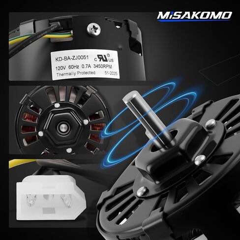 S99080273 Fan Motor Compatible with Broan NuTone S90, HS90, MS90, NS90, ACS90, Bathroom Exhaust Fan Motor, 120V AC, 60Hz, 0.7A, 3450RPM, Replaces 5KSM84DFK132P in Kuwait