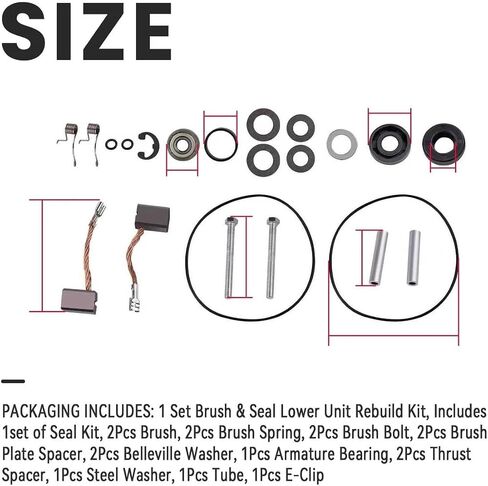 Lower Unit Brush and Seal Rebuild Kit 3.625 Inch Diameter FOR 12V 24V Trolling Motors Universal Service Kit 2888460 in Kuwait