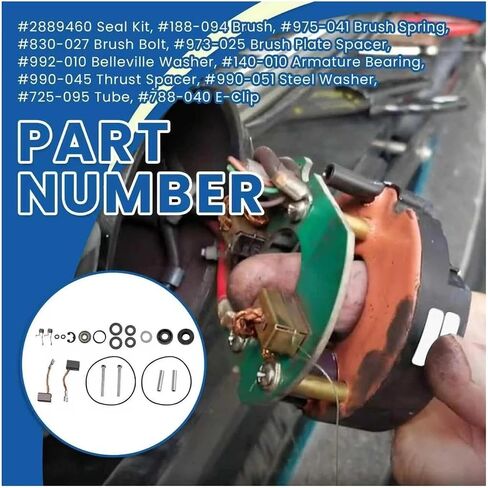 Lower Unit Brush and Seal Rebuild Kit 3.625 Inch Diameter FOR 12V 24V Trolling Motors Universal Service Kit 2888460 in Kuwait