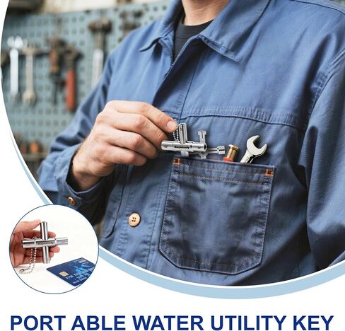 4-Way Sillcock Key, 2-Pack 40Cr Water Key, Multi-Functional & Utility Wrench, Shut Off Tool for 1/4", 9/32", 5/16", 11/32" Valve, Spigot & Electric Meter, Ideal for Home, Public & Commercial in Kuwait