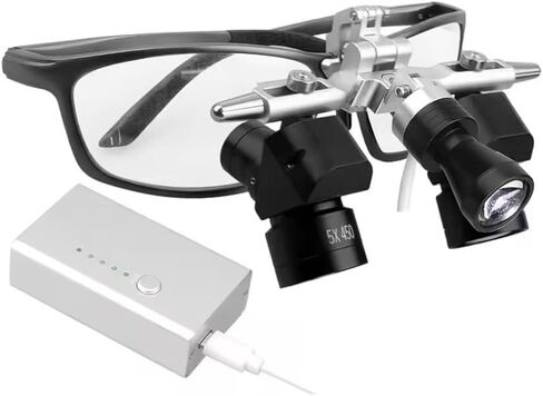 Ergo 48 ° Optical Loupes 5X Magnifier for Oral with 5W LED Spotlight Prevent Bending and Lowering The Head in Kuwait
