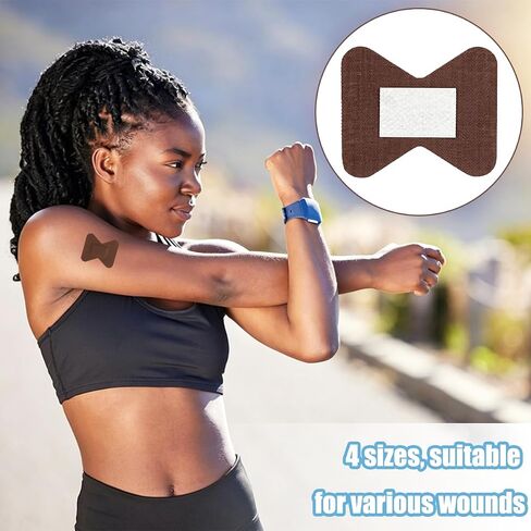 60 Pcs Brown Shade Adhesive Bandages, 4 Shapes Adhesive Flexible Bandages with Quilt-Aid Pad, Brown Bandaids Assorted Sizes for Wound Care and Protection in Kuwait