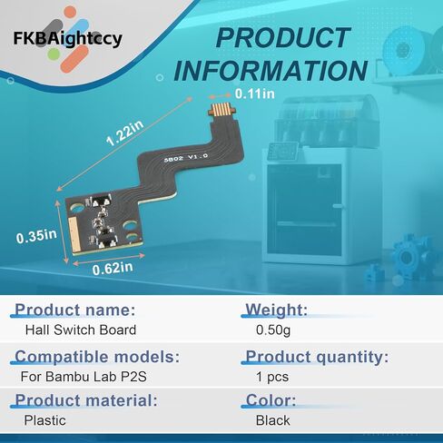 Extruder Filament Sensor Replacement for BambuLab P2S 3D Printer Hall Switch Board Assembly with FPC Cable Black with Tool in Kuwait