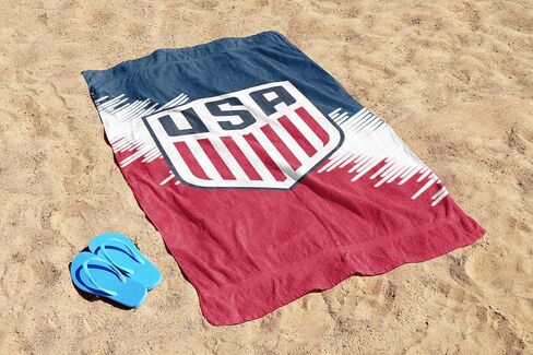 Jay Franco Beach Towel - 100% Cotton Super Soft Absorbent Bath Towel, 28" x 58" Inch Lightweight for Travel, Official Licensed Product, Multi - US Soccer in Kuwait