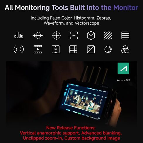 Accsoon CineView M7 Pro 4K60 Wireless Video Transmitter Receiver & 7" HDMI/SDI Camera Field Monitor Bundle with Cage Kit, Sunshade, Side Handles and Tempered Glass Screen Protector in Kuwait
