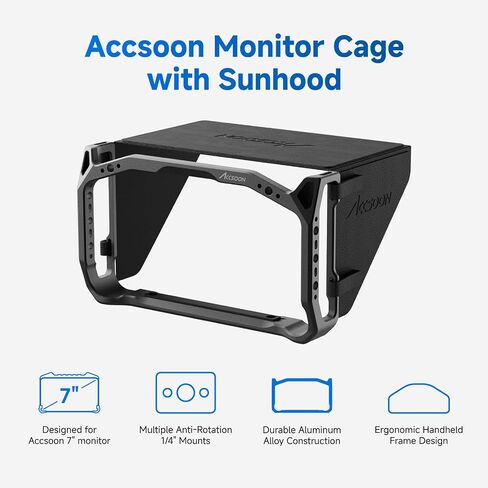 Accsoon CineView M7 Pro 4K60 Wireless Video Transmitter Receiver & 7" HDMI/SDI Camera Field Monitor Bundle with Cage Kit, Sunshade, Side Handles and Tempered Glass Screen Protector in Kuwait