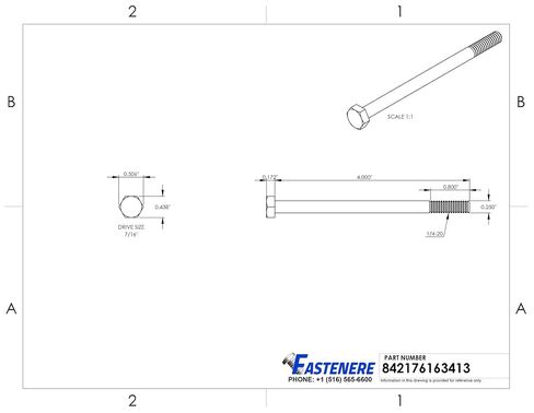 1/4-20 × 4 براغي سداسية الرأس، محرك سداسي خارجي، الفولاذ المقاوم للصدأ 304، ملولب جزئيًا، الفولاذ المقاوم للصدأ، الكمية 10 in Kuwait