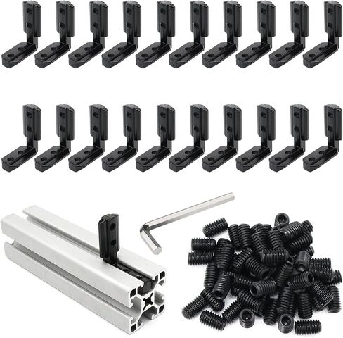 20 Sets 40 Series Aluminum Extrusion Profile T Slot Internal Corner Bracket 4040 Right Angle Connector with 4 Hole M6 Screw for 40/40 4080 Extruded Aluminum Hardware in Kuwait