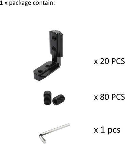 20 Sets 40 Series Aluminum Extrusion Profile T Slot Internal Corner Bracket 4040 Right Angle Connector with 4 Hole M6 Screw for 40/40 4080 Extruded Aluminum Hardware in Kuwait