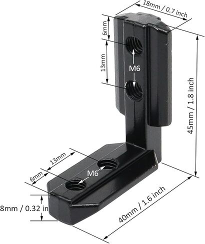 20 Sets 40 Series Aluminum Extrusion Profile T Slot Internal Corner Bracket 4040 Right Angle Connector with 4 Hole M6 Screw for 40/40 4080 Extruded Aluminum Hardware in Kuwait