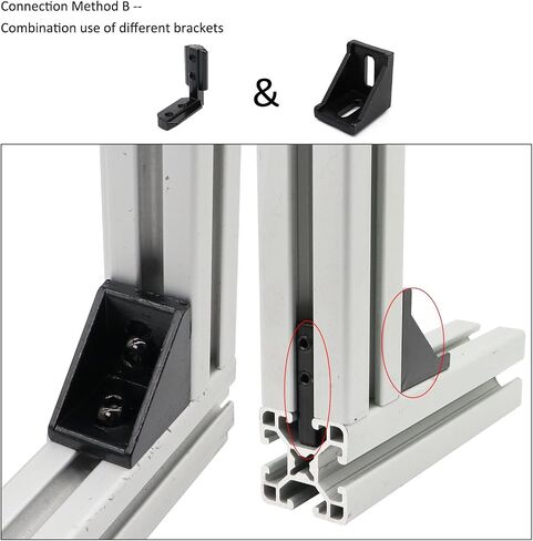 20 Sets 40 Series Aluminum Extrusion Profile T Slot Internal Corner Bracket 4040 Right Angle Connector with 4 Hole M6 Screw for 40/40 4080 Extruded Aluminum Hardware in Kuwait