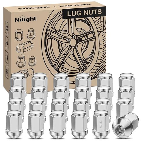 Nilight 24 قطعة 1/2-20 صواميل العروة متوافقة مع 1987-2017 Wrangler YJ TJ JK 1975-1996 F-150 1966-1996 Bronco 1983-2011 Ranger قطعة واحدة من صواميل عجلة ما بعد البيع من الفولاذ الكروم الصلب in Kuwait