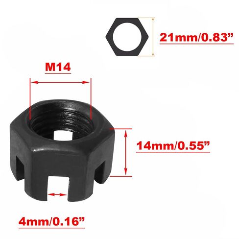 MEETOOT 6 قطعة M14x1.5mm الصف 8.8 الكربون الصلب مسدس مشقوق الجوز الأسود غرامة الملعب الموضوع لتجميع الآلات والمعدات in Kuwait