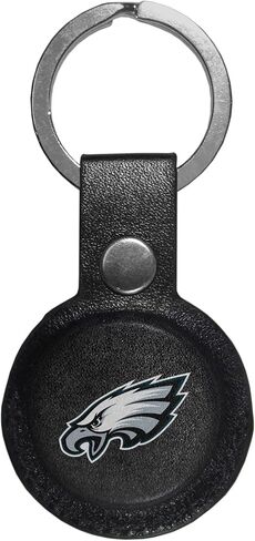 سلسلة مفاتيح جلدية من Siskiyou Sports NFL Philadelphia Eagles متوافقة مع AirTag للجنسين، مقاس واحد، أسود in Kuwait