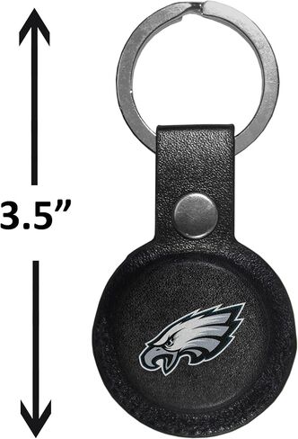 سلسلة مفاتيح جلدية من Siskiyou Sports NFL Philadelphia Eagles متوافقة مع AirTag للجنسين، مقاس واحد، أسود in Kuwait