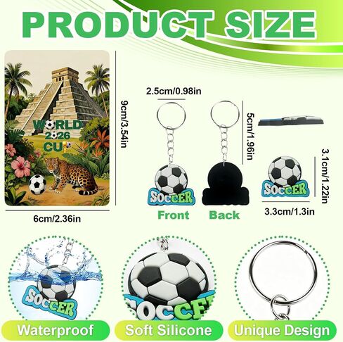 36 Pieces World Football Event 2026 Soccer Keyrings & Cards Set, Souvenir Key Rings Gift Set Football Sports Events Party Decorations, Soccer Ball Keychain Pendants Anniversary Birthday for Boys in Kuwait