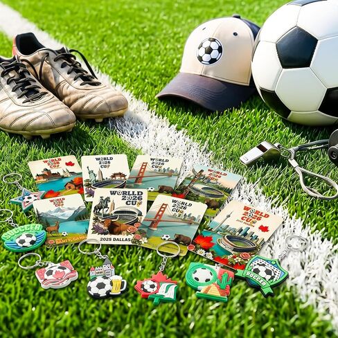 36 Pieces World Football Event 2026 Soccer Keyrings & Cards Set, Souvenir Key Rings Gift Set Football Sports Events Party Decorations, Soccer Ball Keychain Pendants Anniversary Birthday for Boys in Kuwait