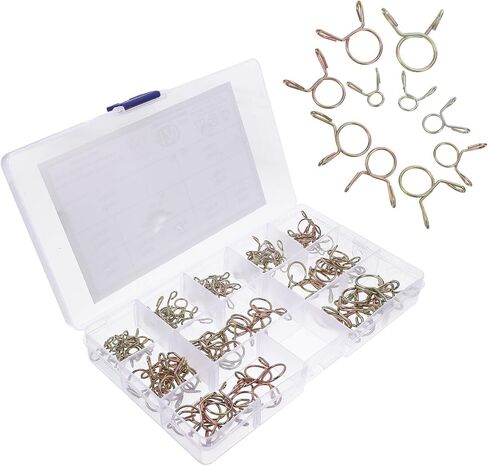 مجموعة مشابك خرطوم زنبركية مطلية بالزنك 120 قطعة من Luxshiny، مشابك أنابيب لخطوط الهواء والماء، مشابك خرطوم سلكية شديدة التحمل بأحجام متنوعة لتطبيقات السيارات والسباكة in Kuwait