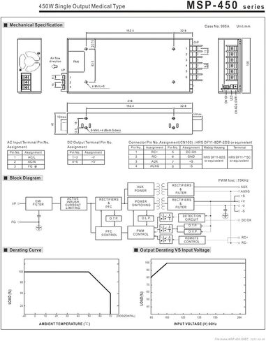 MSP-450-3.3 MSP-450-5 MSP-450-7.5 MSP-450-12 MSP-450-15 MSP-450-24 MSP-450-36 MSP-450-48 مصدر الطاقة MSP-450(MSP-450-12) in Kuwait