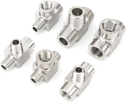 M14 M16 M20 1/8 "1/4" BSPP أنثى الموضوع الفولاذ المقاوم للصدأ المحملة نوع 3 طريقة ارتفاع ضغط الأنابيب المناسب موصل (ذكر-أنثى-ذكر، BSP1I8) in Kuwait