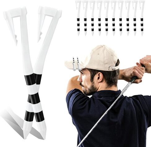Golf Tees Plastic 3 1/4 Inch with Built-in Hat Clip 20 Pack, Unbreakable 4-Prong Striped Tees for Consistent Height, Bright Colors with Quick On-Course Access Design in Kuwait