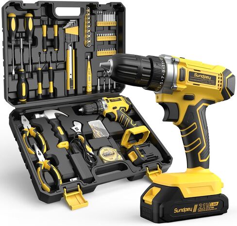 Sundpey Tool Kit with 21V Drill - 170-PCs Portable General Basic Home Repair Tool Set with Power Drill & 2.0Ah Battery & Charger & Tool Box for Homeowner Drilling DIY Projects House Repairs & Handyman in Saudi Arabia