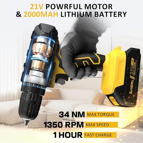 Sundpey Tool Kit with 21V Drill - 170-PCs Portable General Basic Home Repair Tool Set with Power Drill & 2.0Ah Battery & Charger & Tool Box for Homeowner Drilling DIY Projects House Repairs & Handyman in Saudi Arabia