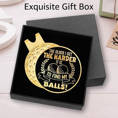 Hafhue The Older I Get The Harder Black Gold علامة كرة الجولف مع مشبك قبعة، ملحقات جولف مضحكة وهدايا جولف للرجال والنساء الجد، هدية عيد ميلاد عيد الميلاد للتقاعد لمحبي الجولف in Kuwait