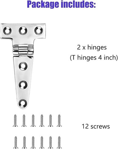 T Hinges 4 Inch X 2 Inches Heavy Duty 316 Stainless Steel with Screws AT36 4Pcs in Kuwait