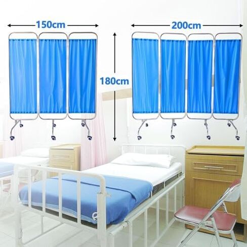 6ft Tall Folding Privacy Screen on Wheels - Portable Medical Room Divider, 4-Panel Temporary Privacy Fence for Clinics, Patient Care, Exam Rooms in Kuwait