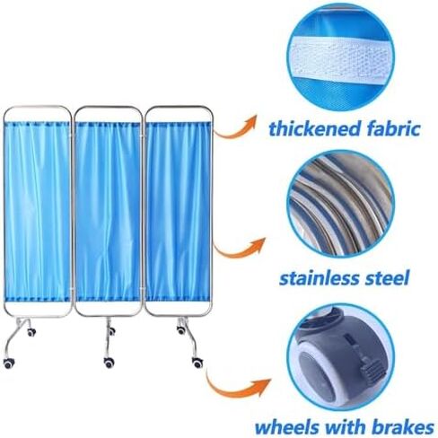 6ft Tall Folding Privacy Screen on Wheels - Portable Medical Room Divider, 4-Panel Temporary Privacy Fence for Clinics, Patient Care, Exam Rooms in Kuwait