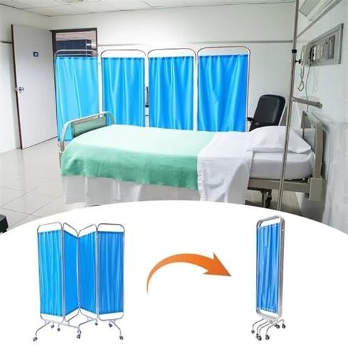 6ft Tall Folding Privacy Screen on Wheels - Portable Medical Room Divider, 4-Panel Temporary Privacy Fence for Clinics, Patient Care, Exam Rooms in Kuwait