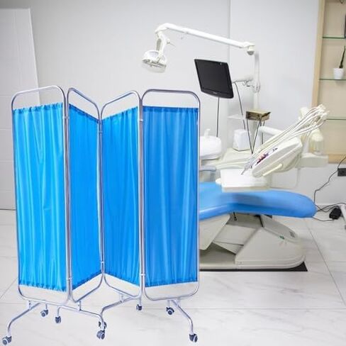 6ft Tall Folding Privacy Screen on Wheels - Portable Medical Room Divider, 4-Panel Temporary Privacy Fence for Clinics, Patient Care, Exam Rooms in Kuwait