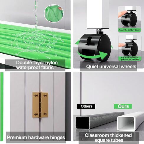 Portable Privacy Screen with Wheels - Rolling Medical Room Divider, Heavy-Duty Steel Frame, Lockable Casters, Foldable Hospital Curtain for Clinics in Kuwait