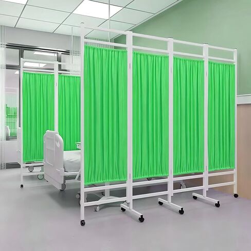 Portable Privacy Screen with Wheels - Rolling Medical Room Divider, Heavy-Duty Steel Frame, Lockable Casters, Foldable Hospital Curtain for Clinics in Kuwait