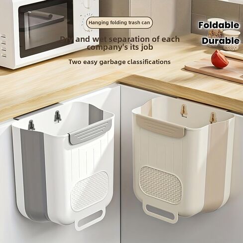 1 Piece Kitchen Wall Mounted Collapsible Trash Can Home Cabinet Door Organizer Desk Bathroom Dorm Multi-Scenes Heavy Duty Hold Hold Shape Large Hole Easy Toss in Kuwait