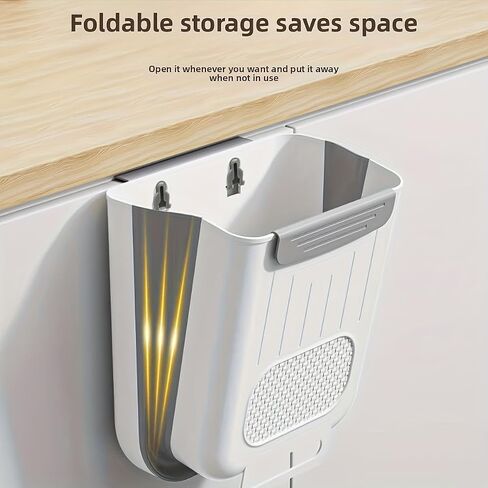 1 Piece Kitchen Wall Mounted Collapsible Trash Can Home Cabinet Door Organizer Desk Bathroom Dorm Multi-Scenes Heavy Duty Hold Hold Shape Large Hole Easy Toss in Kuwait