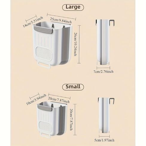 1 Piece Kitchen Wall Mounted Collapsible Trash Can Home Cabinet Door Organizer Desk Bathroom Dorm Multi-Scenes Heavy Duty Hold Hold Shape Large Hole Easy Toss in Kuwait