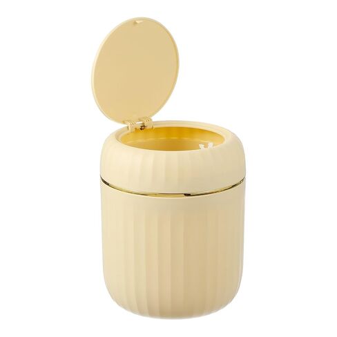 uxcell Mini Trash Can with Lid, Desktop Small Recycling Cute Trash Can, 2.2L/0.58 Gallon Suitable for Office Bathroom, Kitchen, Living Room, Bedroom, Yellow in Kuwait