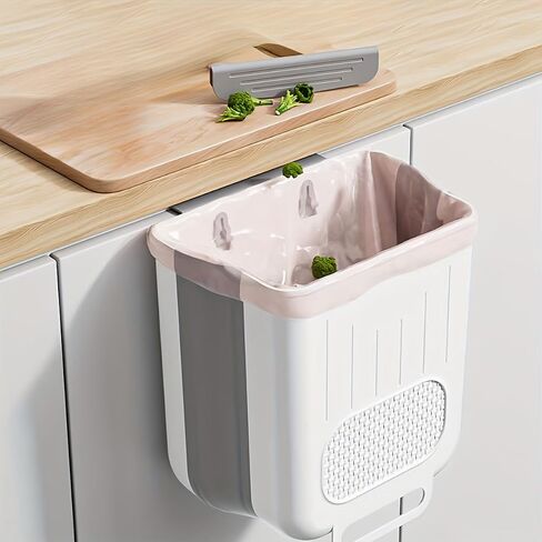 1 Piece Kitchen Wall Mounted Collapsible Trash Can Home Cabinet Door Organizer Desk Bathroom Dorm Multi-Scenes Heavy Duty Hold Hold Shape Large Hole Easy Toss in Kuwait