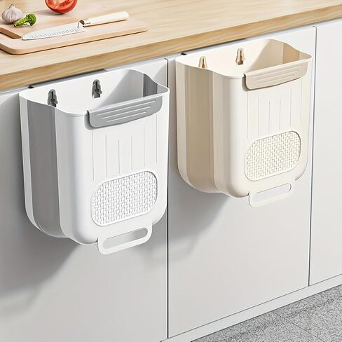 1 Piece Kitchen Wall Mounted Collapsible Trash Can Home Cabinet Door Organizer Desk Bathroom Dorm Multi-Scenes Heavy Duty Hold Hold Shape Large Hole Easy Toss in Kuwait